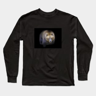 Brown Bear Grizzly Animal Wildlife Forest Jungle Nature Outdoors Digital Painting Long Sleeve T-Shirt